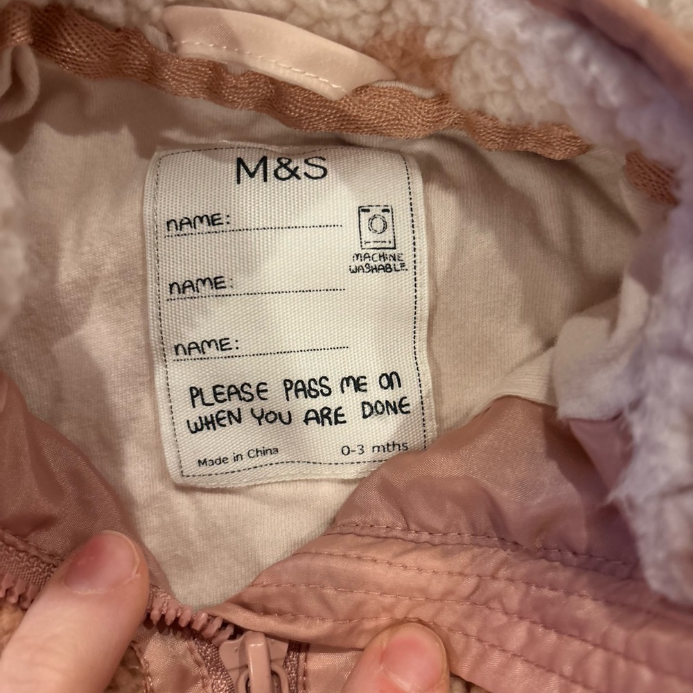 Marks & Spencer Cream and Light Brown Sherpa Jacket for Kids - Picture 2 of 3